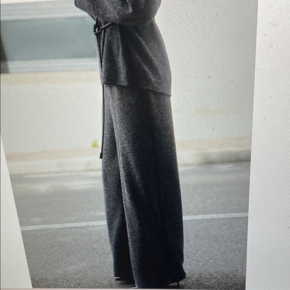 Zara Elegant Gray knit Women's Wide-Leg high waist Pants- new - Picture 4 of 12